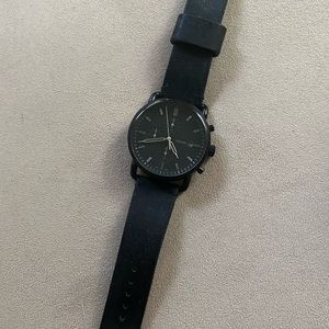 Men’s Black Leather Fossil Watch
